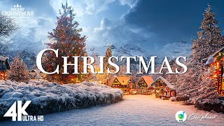 Christmas Wonderland 4K  scenic Winter Relaxation Film with Top Christmas Songs of All Time [upl. by Mad]