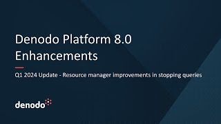 Denodo Platform 80 Q1 2024 Update  Resource manager improvements in stopping queries [upl. by Ahsimek]