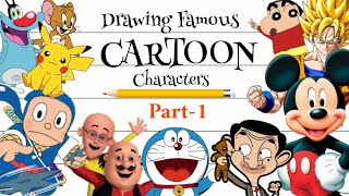 Drawing Famous Cartoon Characters  Simple drawing techniques for Beginners [upl. by Eecats876]