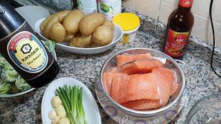 طريقة عمل سلمون ترياكي HOW TO COOK SALMON TERYAKI [upl. by Gnivre]