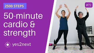 50 Minute Cardio amp Strength Workout  Get 2500 steps amp build muscle  Seniors beginners [upl. by Neerbas]