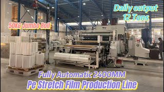 Fully automatic 2400mm jumbo roll stretch film production line5 layer bigroll stretch film machine [upl. by Damalus422]