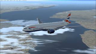 Flight Simulator X British Airways Boeing 777 from New York to England [upl. by Selinski681]