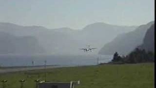 Dash8 landing Sandane Wideroe [upl. by Ahsotal]