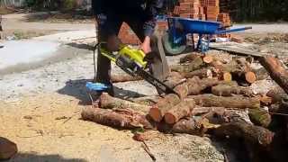 Ryobi Electric Chainsaw Review test cutting wood logs [upl. by Trevah633]