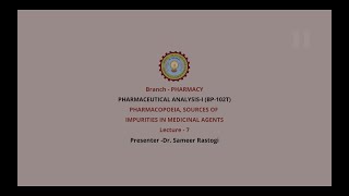 Pharmaceutical Analysisl  Pharmacopoeia Sources of Impurities in Medicinal Agents [upl. by Vinni]