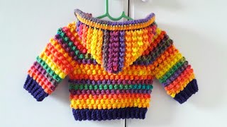 Crochet 21 How to crochet baby hoodie quot Goosebumps quot [upl. by Annad]