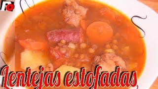 Lentejas estofadas con costillas  Recetas de cocina [upl. by Enigroeg965]