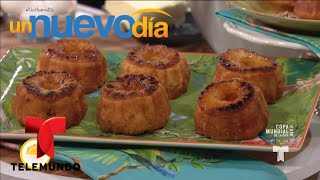 Receta de cocina Cómo hacer Pastel de Piña Volteada  Un Nuevo Día  Telemundo [upl. by Claudina]