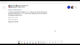 Lógica Matemática Taller de Pre Universitario Problema 1 lógicamatemática [upl. by Neeven]