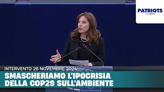 Intervento a Strasburgo  Smascheriamo la Cop29 26112024 [upl. by Rawlinson]