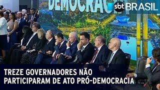 8 de Janeiro Treze governadores não participaram de ato pródemocracia  SBT Brasil 080124 [upl. by Gnirps390]