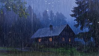 Goodbye Insomnia With Heavy RAIN Sound  Rain Sounds On Old Roof In Foggy Forest At Night ASMR [upl. by Haidebez]