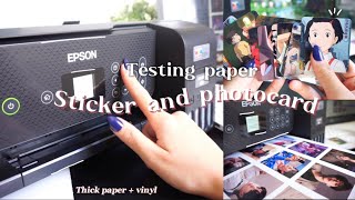 Epson ecotank et2820 review  Printing sticker photocard business card [upl. by Aneerhs197]