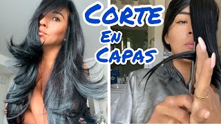 COMO CORTARSE 💇🏽‍♀️EL CABELLO EN CAPAS TÚ MISMO  CORTE EN V [upl. by Edyaj]