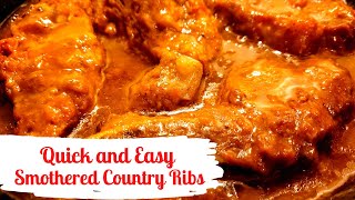 Quick amp Easy Smothered Country Style Ribs  Baked Ribs [upl. by Frum]