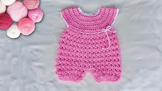 Adorable Crochet Romper with 3D Fan Stitch 36 Months [upl. by Letnohc626]