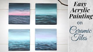 Easy Acrylic Painting on Ceramic TilesHome Decor [upl. by Valdas]