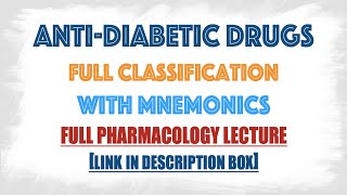 Anti Diabetic drugsBlood glucose lowering agents classification in details described with mnemonics [upl. by Aran]