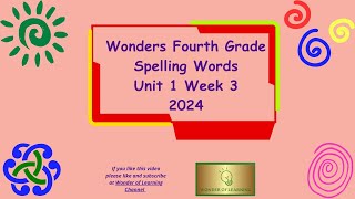 Wonders 4th Grade Spelling Words Unit 1 Week 3 [upl. by Neyr]