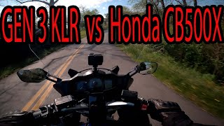 Gen 3 KLR VS Honda CB500X [upl. by Ahseeyt]