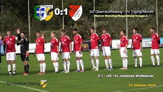 SG OberndorfMatting  SV TögingAltmühl 01  Herren Kreisliga Regensburg Gruppe 2 [upl. by Vasya]