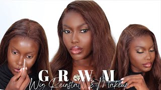 QUICK SOFT GLAM GRWM HAIR amp MAKEUP  WIG REINSTALL TRYING RARE BEAUTY FOUNDATION Xrs beauty hair [upl. by Ikkiv958]