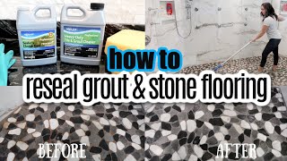 HOW TO RESEAL GROUT AND STONE SHOWER FLOORING  RESEAL GROUT  CLEAN GROUT resealgrout [upl. by Mayyahk284]