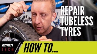 How To Repair Tubeless Tyres  MTB Maintenance [upl. by Ellehsal368]