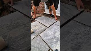 Kandla grey natural sandstone ⚒️⚒️ landscaping paving patio work fyp [upl. by Odnomyar]