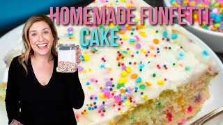 Homemade Funfetti Cake Confetti Sheet Cake [upl. by Yetty]