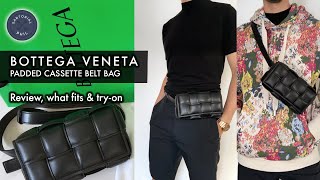 Bottega Veneta Padded Cassette Belt Bag Review what fits and tryon [upl. by Isabelita]