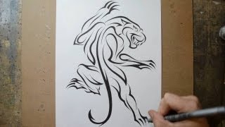 Designing a Classic Climbing Panther Tattoo Design in Tribal [upl. by Dafna]