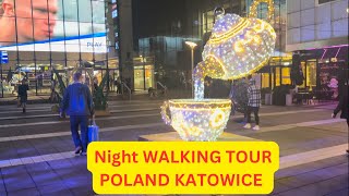 Night Walk Through Katowice Poland 🇵🇱  Night life in Poland [upl. by Atnuhs]