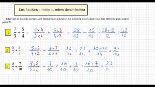 Les fractions  Mettre au même dénominateur  Exercice 1 [upl. by Anneliese542]