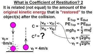 Physics 96 Coefficient of Restitution 2 of 9 What is Coefficient of Restitution 2 [upl. by Aneerbas]