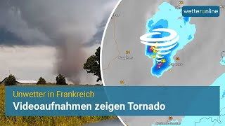 Gewitterlinie zieht über Frankreich Tornado und großer Hagel [upl. by Nirat]