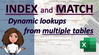 Excel for beginners INDEX and MATCH functions to lookup data from multiple tables [upl. by Millburn]