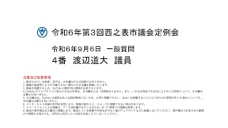 令和６年第３回西之表市議会定例会（令和６年９月６日）一般質問４番：渡辺道大議員 [upl. by Zenger210]