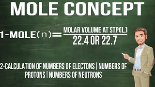 CLASS 11 CHEMISTRY  MOLE CONCEPT L3  MOLEnMOLAR VOLUME AT STPL224 OR 227 [upl. by Hgielah]