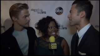 Dancing with the Stars  Amber Riley amp Derek Hough Interviewed by AfterBuzz TV November 18th 2013 [upl. by Eirhtug191]