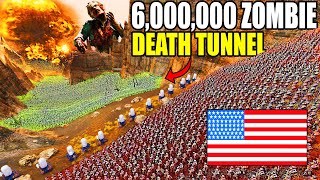 Can 20000 US ARMY Hold DEATH TUNNEL vs 6000000 Zombie Army Charge  UEBS 2 Best Mods [upl. by Drofxer]