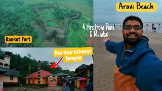 दिवेआगर कोकण ट्रिप  Diveagar Trip Complete Itinerary Diveagar  Harihareshwar  Bankot fort [upl. by Llenreb764]