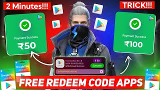 1 Trick  ₹50 Free Redeem Code App  Google Play Redeem Code App Free  Free Fire Redeem Code [upl. by Airdnua144]