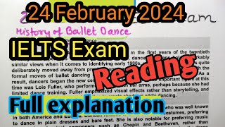 24 February 2024 ielts exam Reading answers History of ballet ielts reading ans  ielts 9 reading [upl. by Amin743]