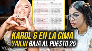 KAROL G EN LA CIMA YAILIN BAJA AL PUESTO 25 EN EL TOP MUNDIAL [upl. by Vaas]