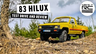 Review and Test Drive of the FMS 118 Scale 1983 Toyota Hilux RTR RC Crawler [upl. by Verine]