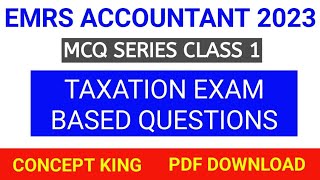 EMRS ACCOUNTANT QUESTIONS 2023  TAXATION HINDI QUESTION 2023 [upl. by Adlen]