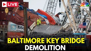 WATCH LIVE Baltimore Bridge Demolition in Maryland  Controlled Demolition of Key Bridge USA N18G [upl. by Shannah]