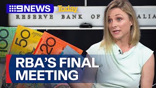 Reserve bank board to convene for the final time this year  9 News Australia [upl. by Raimes]